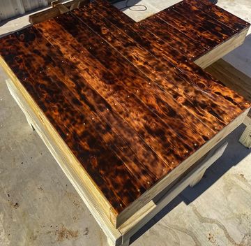 Burned top shooting bench