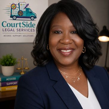 Professional woman smiling in an office setting.
