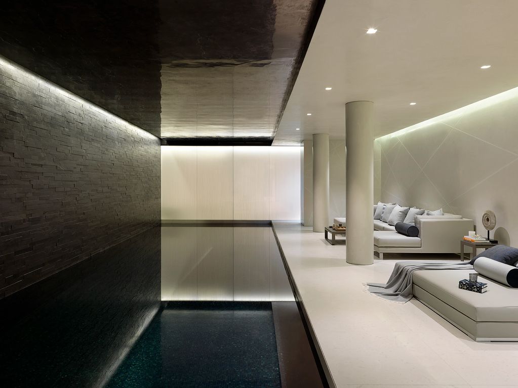 Wellness under-build in London. Feating Smooth Alhambra Marmorino walls  and columns next to the poo