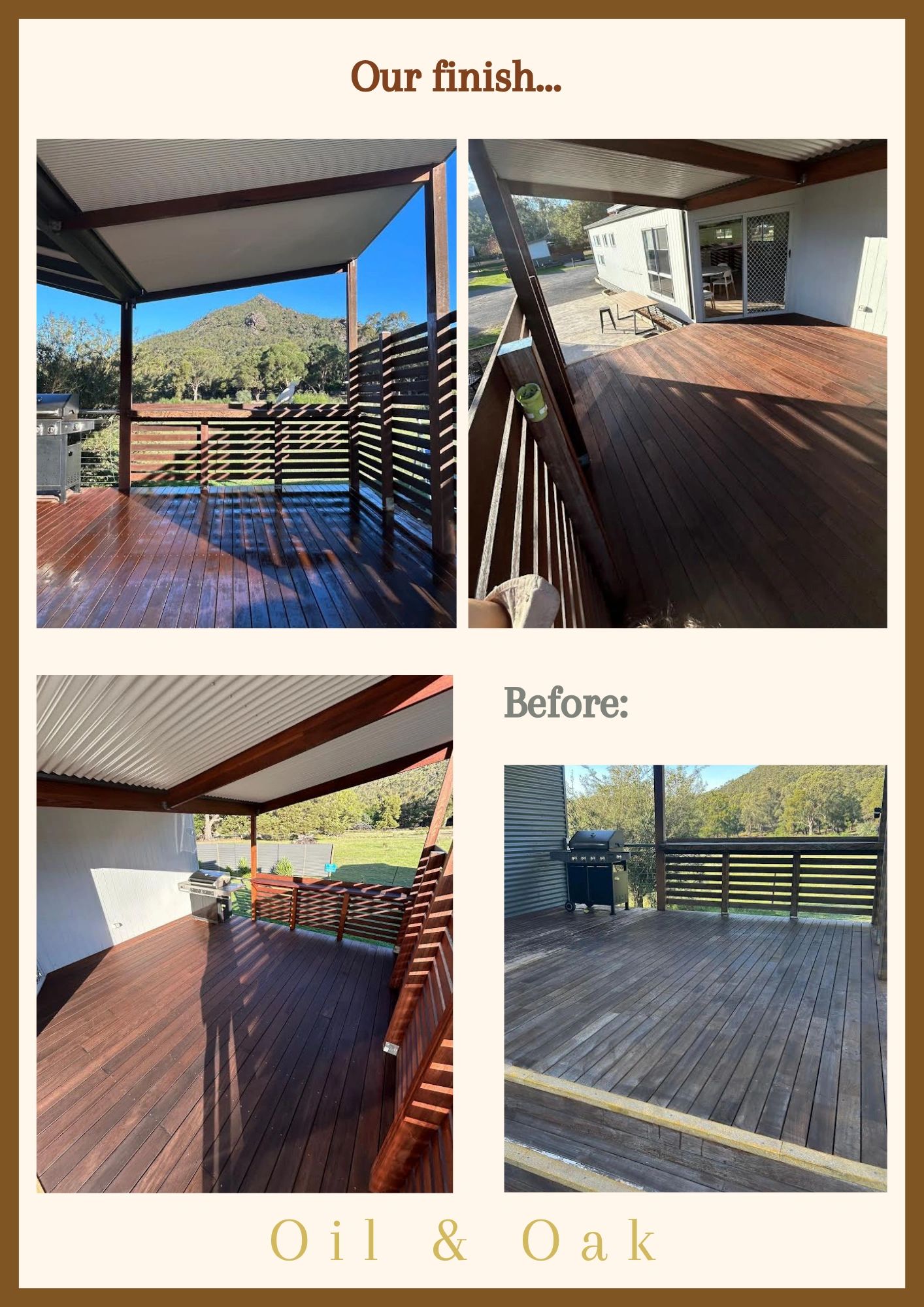 before and after deck oiling and washing
