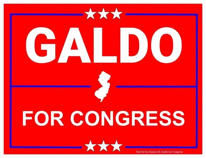 Campaign sign for Galdo running for Congress in New Jersey.