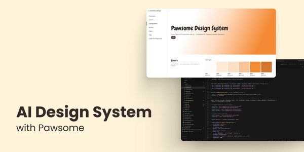 AI Design System named Pawsome with a UI and code interface.