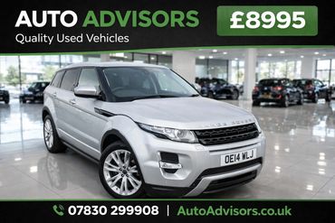 Silver Range Rover Evoque displayed in a car showroom for £8995.