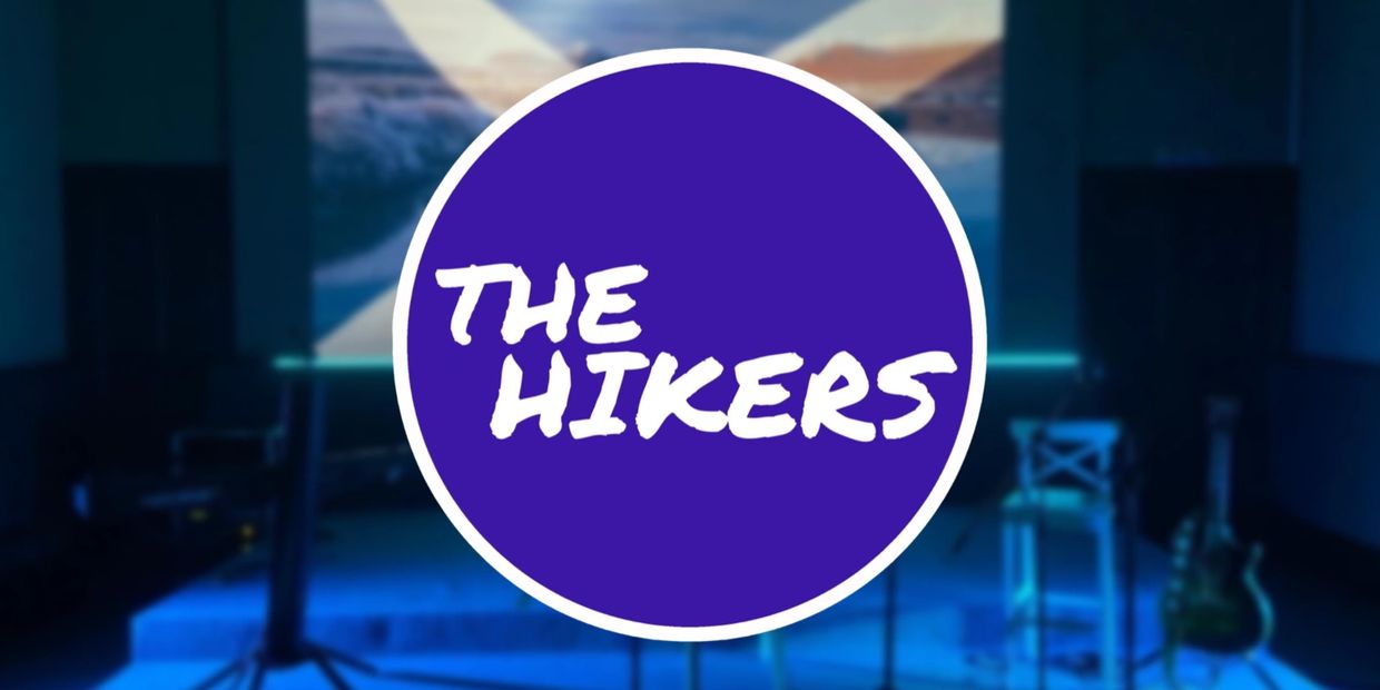 Logo for The Hikers band with a blue circular background.