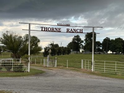 Thorne Ranch overhead into ranch Adair, OK