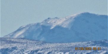 North face of Mount Whitney from 201 miles away on Rattlesnake Hill 