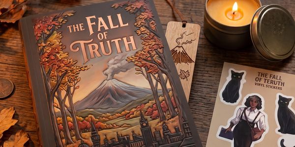 A book titled The Fall of Truth with autumn-themed cover art.