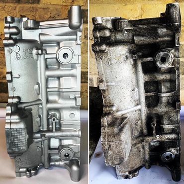 Fire Damaged Suzuki Block before & after