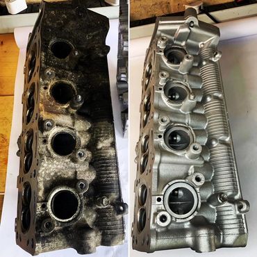 Fire damaged Suzuki Cylinder Head before & after