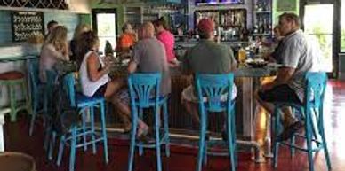 Local hangout serving seafood with a bar