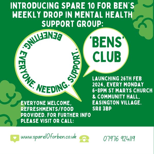Details of new Mental Health Support Group - BENS CLUB.