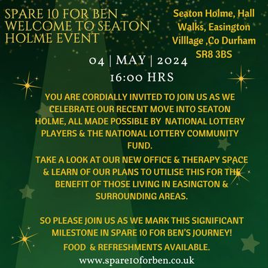 Spare 10 For Ben -Seaton Holme Welcome Event 04th May 2024 4pm start.