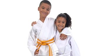 Two kids having fun after the little ninjas martial arts class