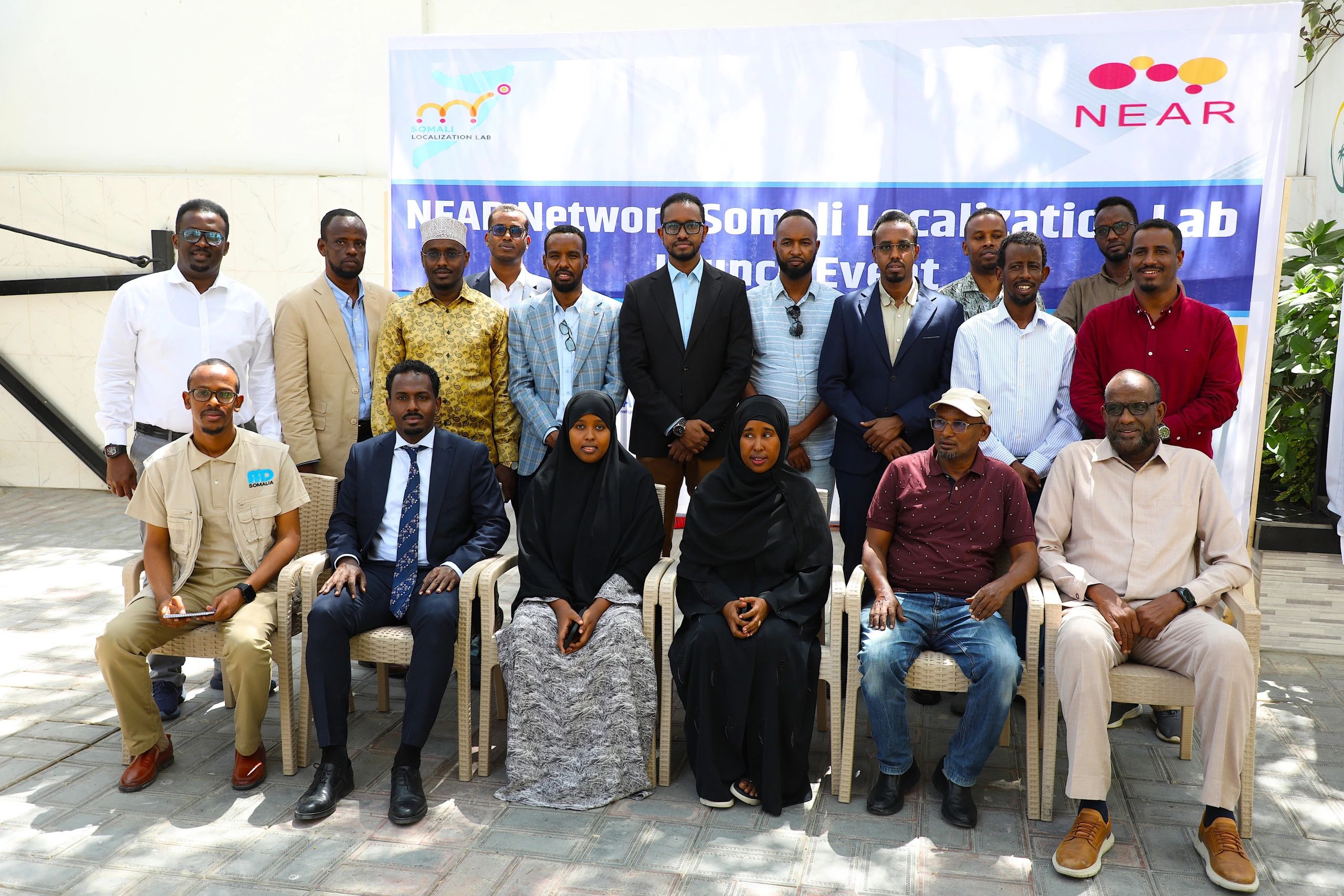Launching event group photo of the Somali Localization Lab in Mogadishu, Somalia.