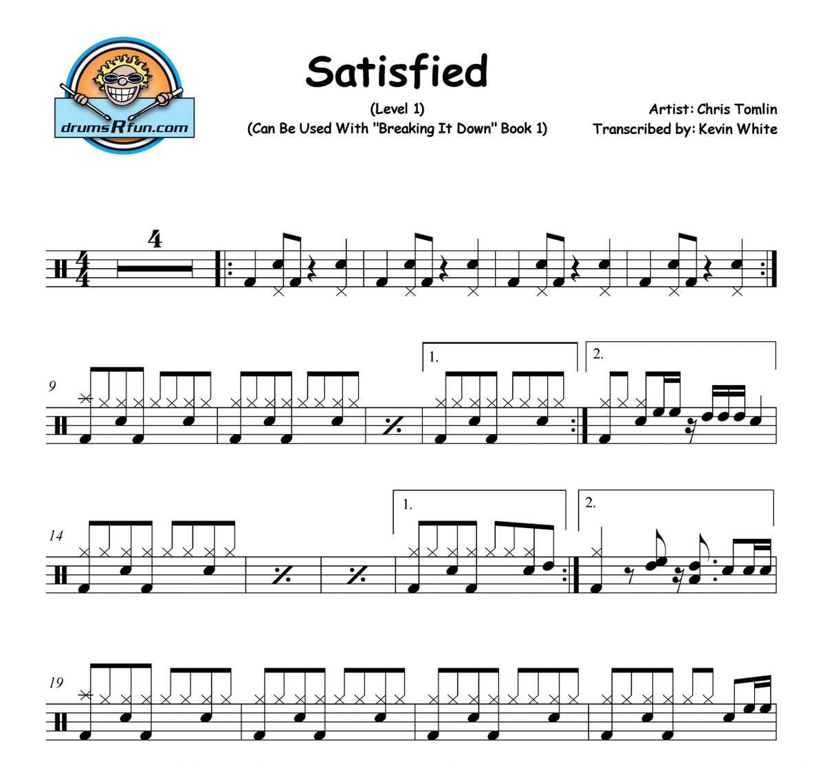 Chris Tomlin, Satisfied Drum Transcription Level 1