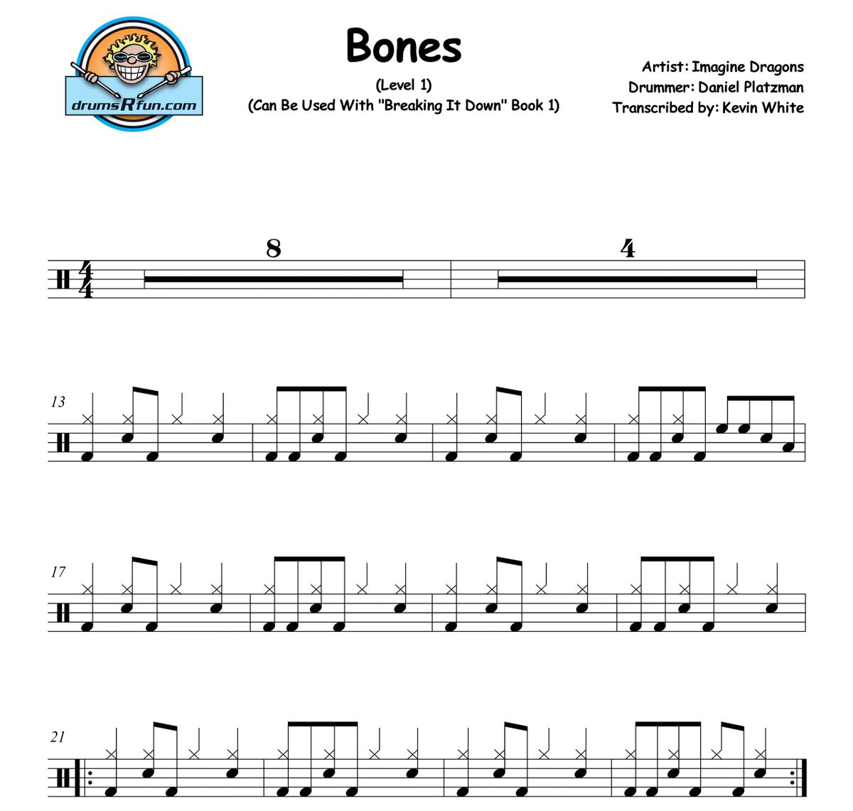 Imagine Dragons, Bones Drum Transcription Level 1
