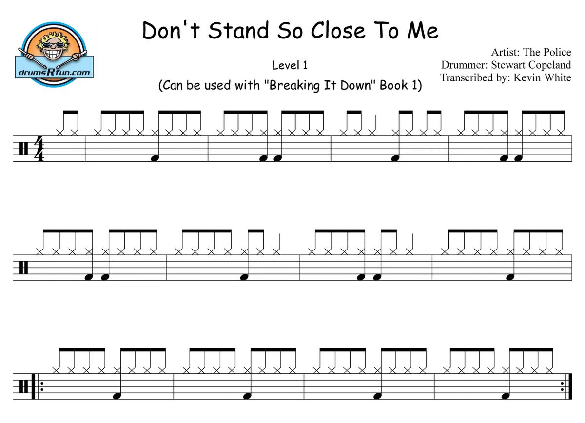The Police, Don't Stand So Close To Me Drum Transcription Level 1