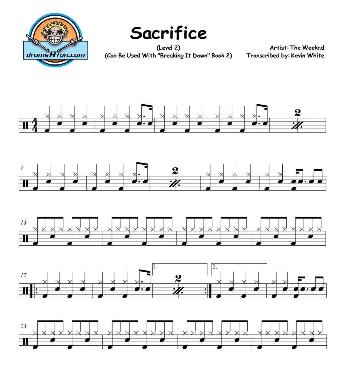 My Sacrifice (Drum transcription) - Download Sheet Music PDF file