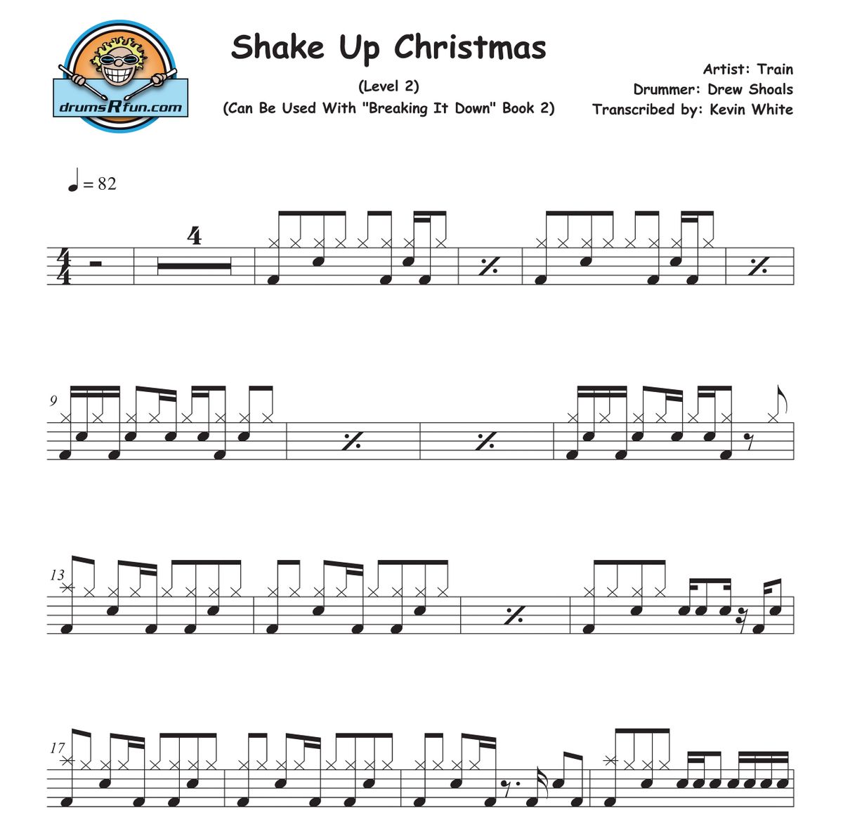 Train, Shake Up Christmas Drum Transcription Level 2