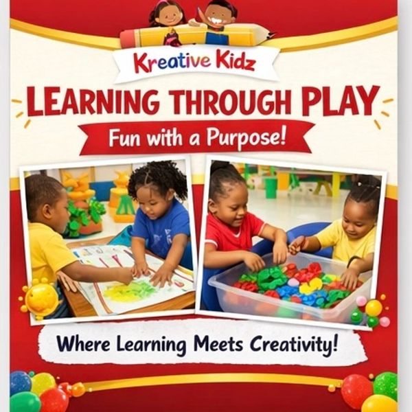 Children learning and playing creatively at Kreative Kidz.