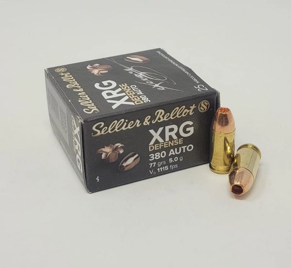 .380 Auto Sellier & Bellot Ammunition XRG Defense 77 Grain Lead Free Hollow Point 25 Rounds