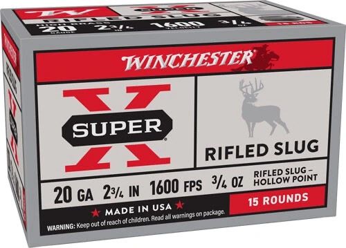WINCHESTER SUPER-X 20GA 2.75" 3/4OZ RIFLED SLUG 5RD