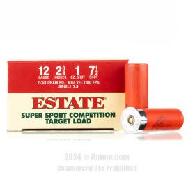 12 Gauge Ammo - 1 oz. #8 Shot Ammunition Estate Super Sport Competition Target