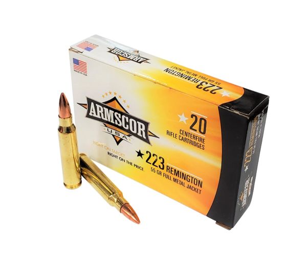 .223 Rem Ammo 55 Grain FMJ Armscor USA