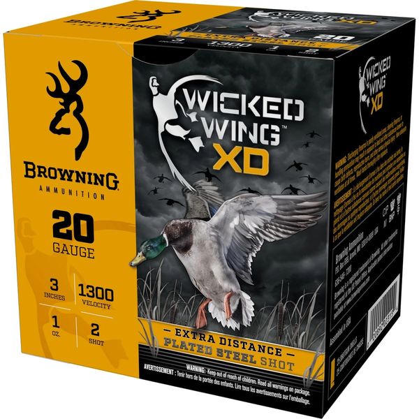 20 Ga 3" 1 Oz Browning Wicked Wing XD Box 25 Rd