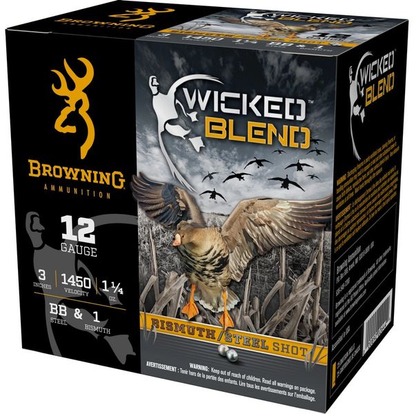 12 Ga 3" 1 1/4 Oz Browning Wicked Blend Case 250 Rd