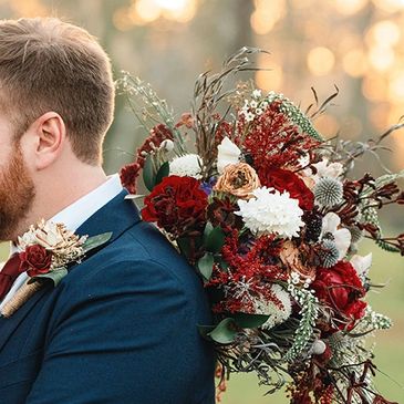 Sunset wedding at Cypress Creek farm house