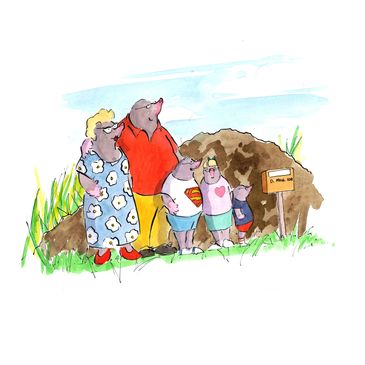 Early Digger Mole famility illustration