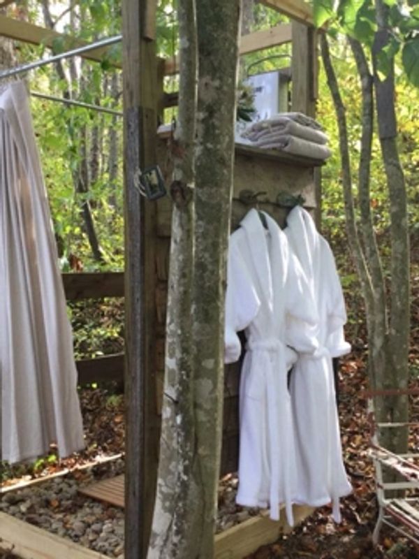Enjoy our outdoor shower and luxury robes.