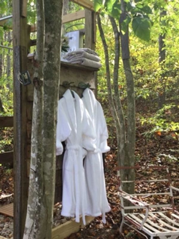 Enjoy our outdoor shower and luxury robes.