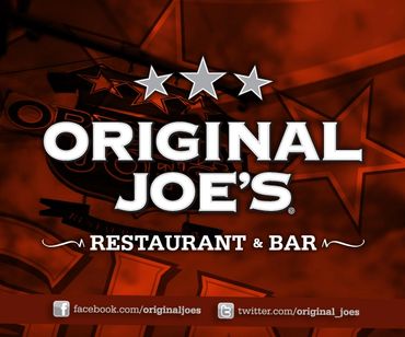 Logo of Original Joe's restaurant and bar with social media links.