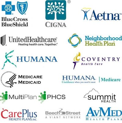 Logos of major health insurance providers and plans in the U.S.