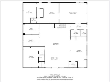 Floor plan of a single-story house with labeled rooms and dimensions.