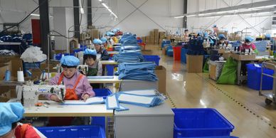 Factory workers in a clean healthy environment 