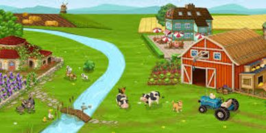 A cartoon image of a farm. I have provided bridging finance to buy a farm