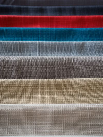 Stacked fabrics of different colors.