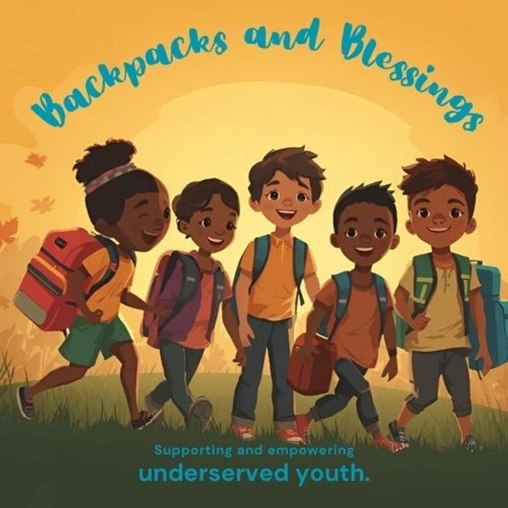 Smiling kids with backpacks walking together, symbolizing support for underserved youth.