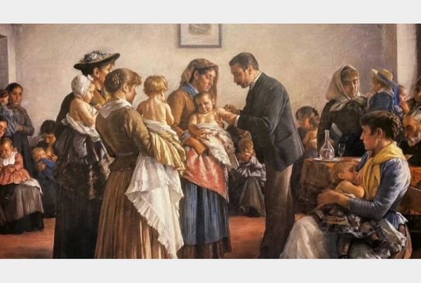La Vaccinazione, dipinto di Demetrio Cosola del 1894
