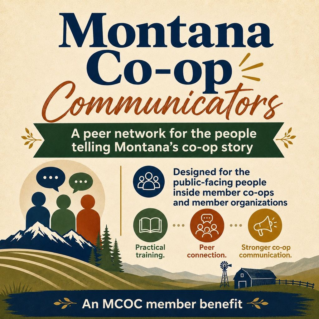 MT Co-Op Communicators Graphic- a peer network for those telling MT's Co-Op Story