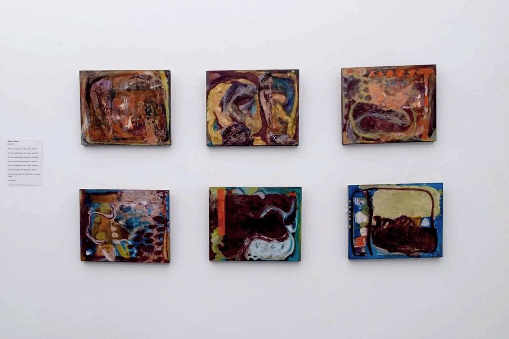 A9: The road becomes the reason
October to March 
Six paintings acrylic and collage on birch panel 2