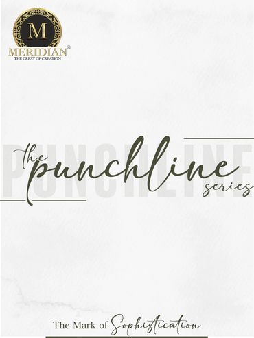 Logo and tagline for Meridian's Punchline series, symbolizing sophistication.