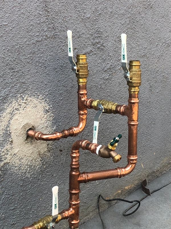 Copper water line outside 