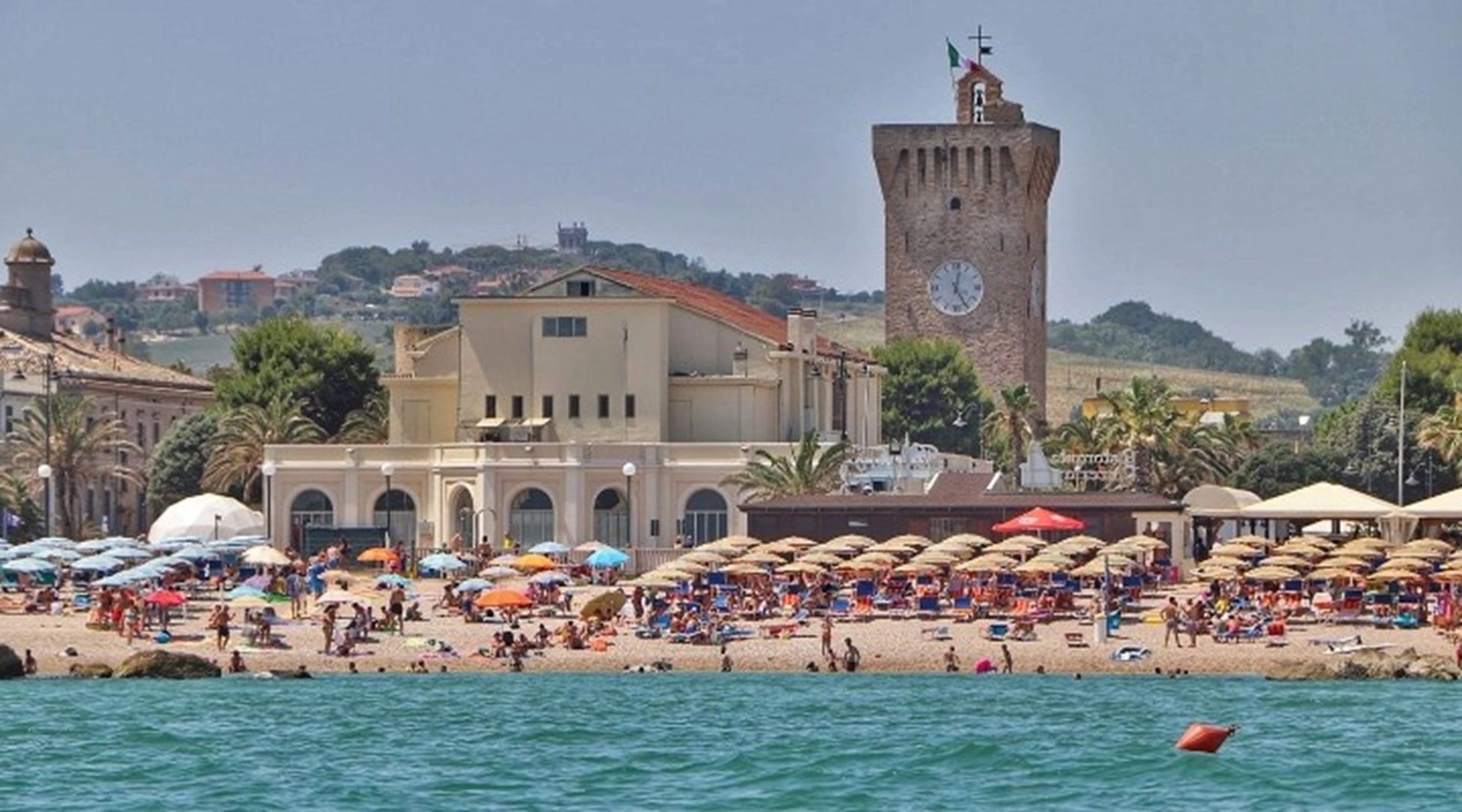 Porto Recanati beach, Riviera Conero, Macerata, Adriatic. Marche. Italy  Yoga Mat