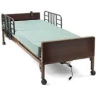 Semi-electric bed, lightweight, head and foot board, Foam mattress, rolling wheels, half Rails