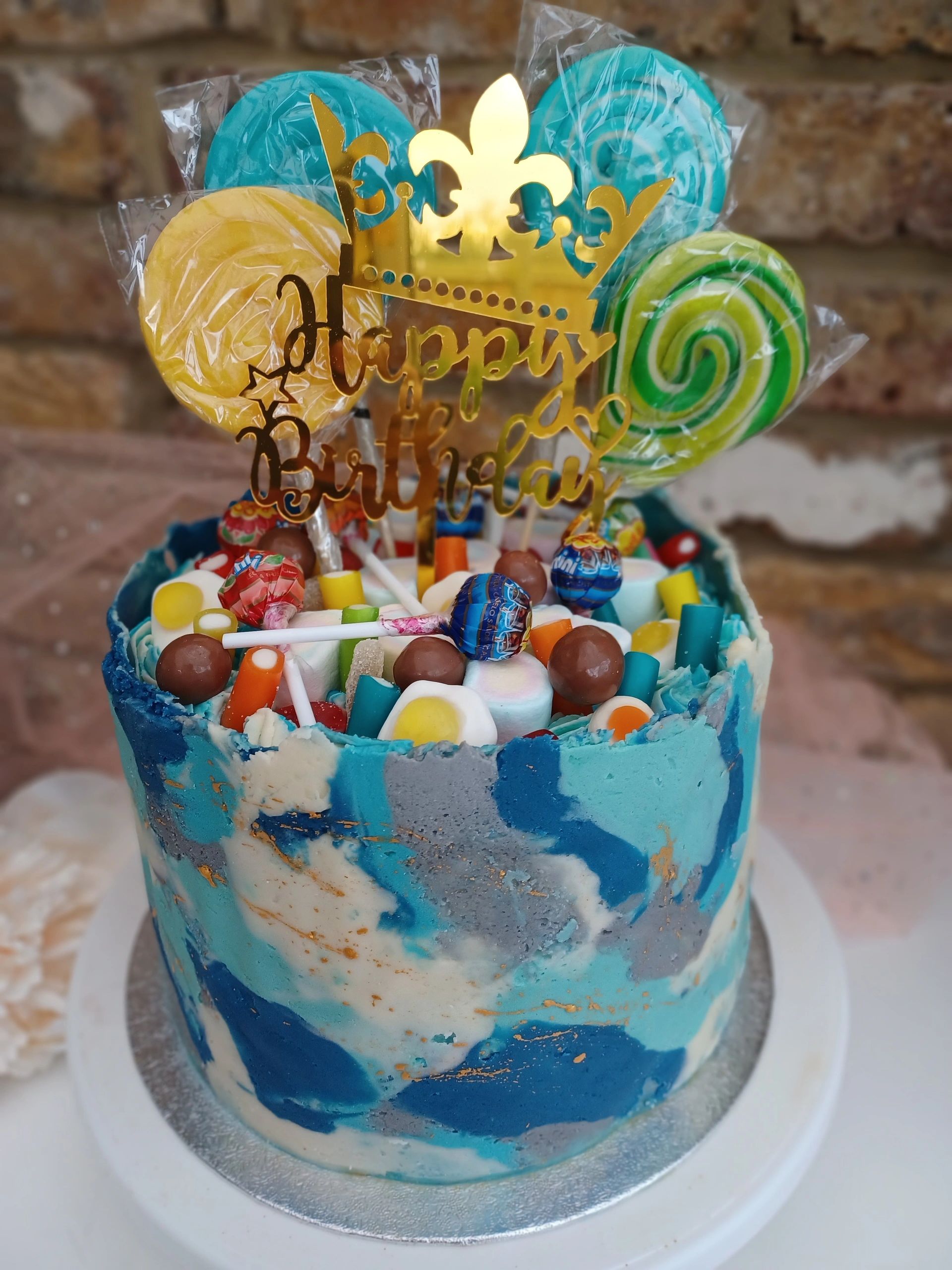 Blue and Purple Swirl Birthday Cake - Decorated Cake by - CakesDecor