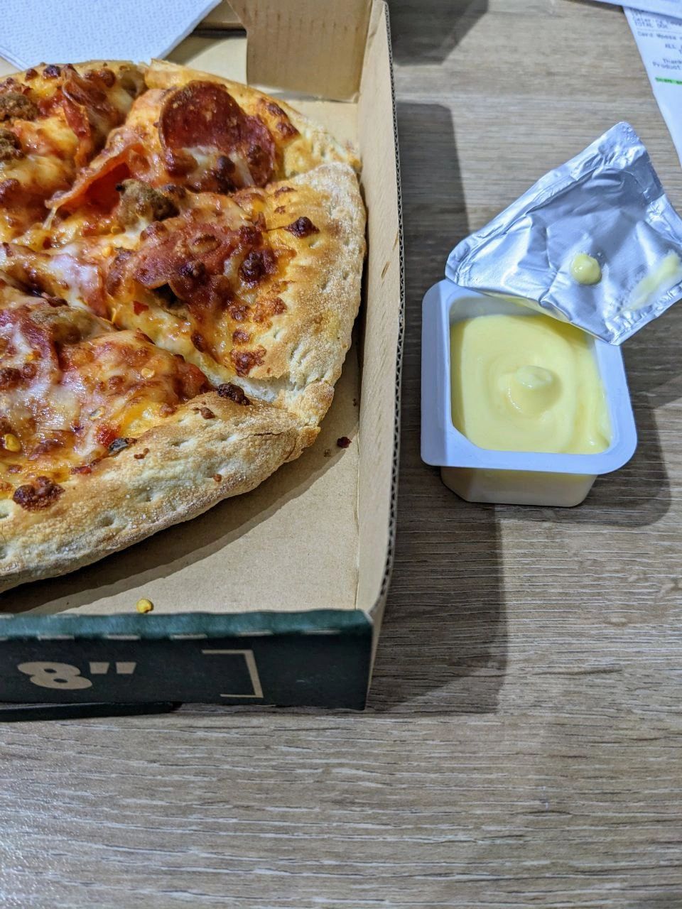 Papa Johns Pizza and Garlic Sauce
